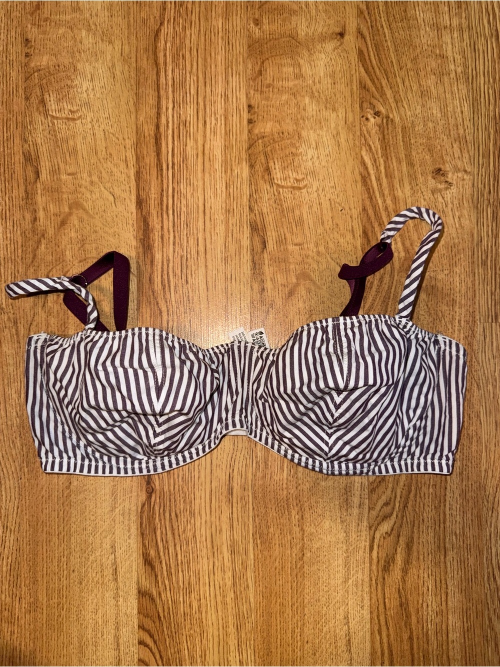 PINK Victoria's Secret burgundy & White Striped balconette bra
